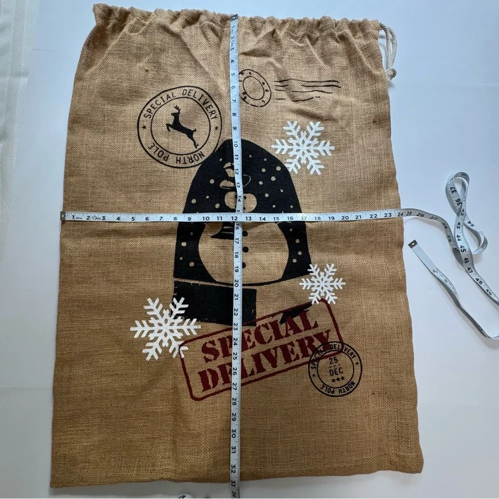 XL Burlap Style Christmas Santa Sack Snowman Special Delivery Gift Bag 33x24